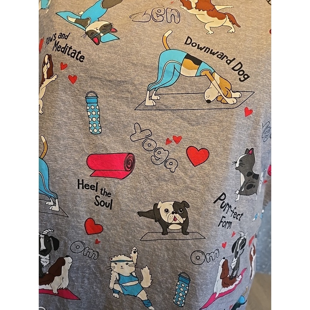 Nurse Scrub Yoga Dogs Cats Goats Dickies Size Large Grey V-Neck Pockets Exc! - Picture 3 of 5